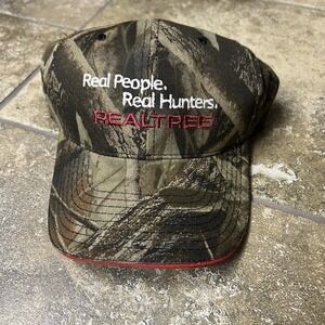 VINTAGE 90s Real Tree Hunting Camo Strap Snapback Trucker Hat Cap USA Farm‎ Work